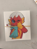 sticker bébé dragon et son doudou
