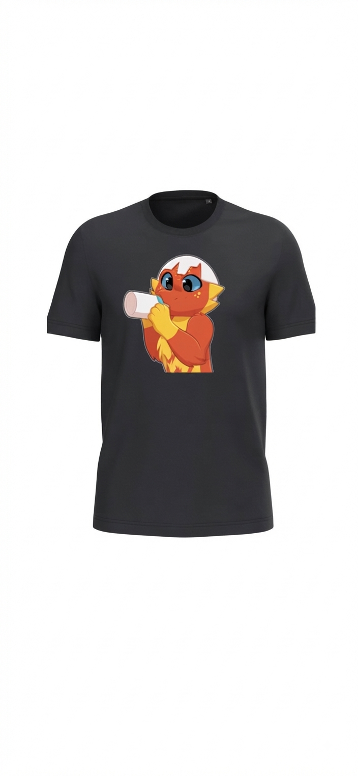 t-shirt avec mon avatar bébé dragon qui tient son biberon