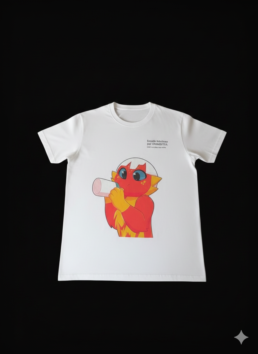 t-shirt avec mon avatar bébé dragon qui tient son biberon