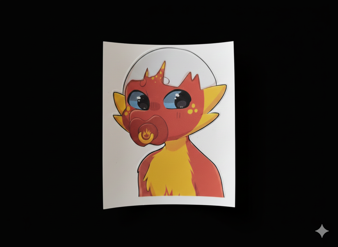 sticker bébé dragon et sa tétine