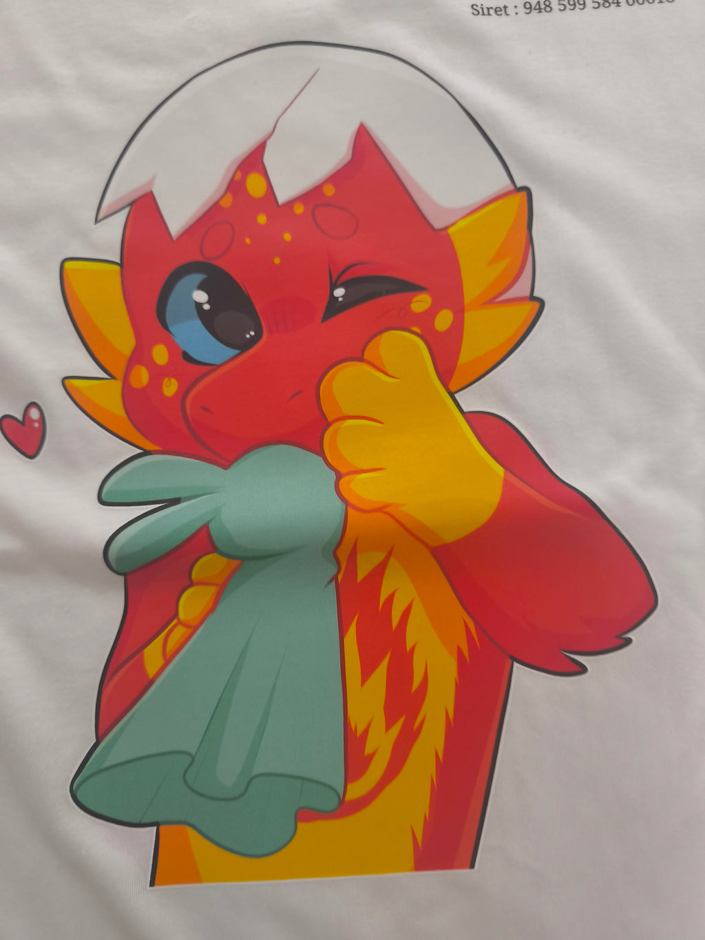 t-shirt avec mon avatar bébé dragon qui tien son doudou